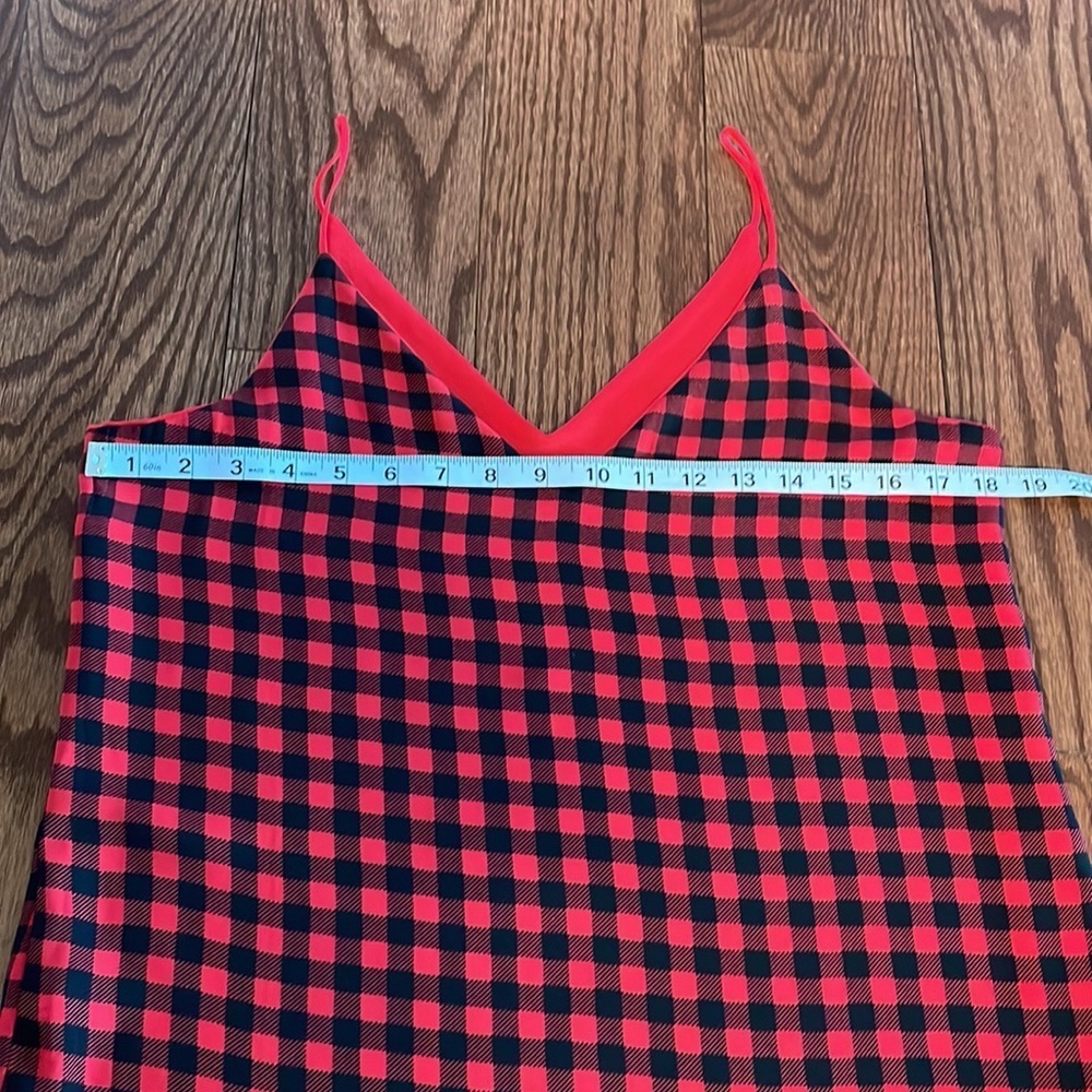 REVERSABLE women’s spaghetti strap overlay tank top checkered red blk / red XS - Picture 6 of 7